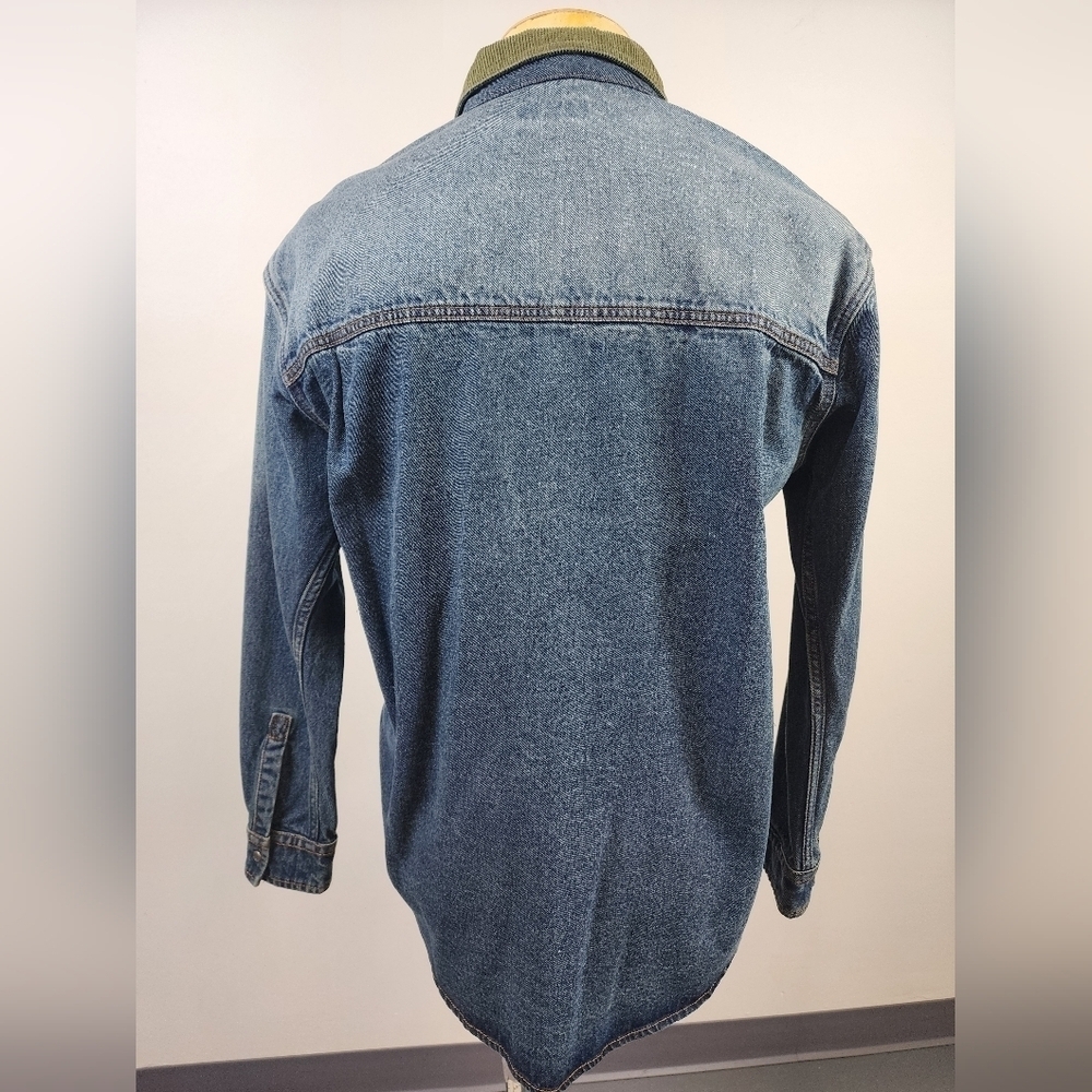 Five CM Denim Shirt Jacket Camo Pocket Corduroy Collar Streetwear Size Small - Picture 2 of 7